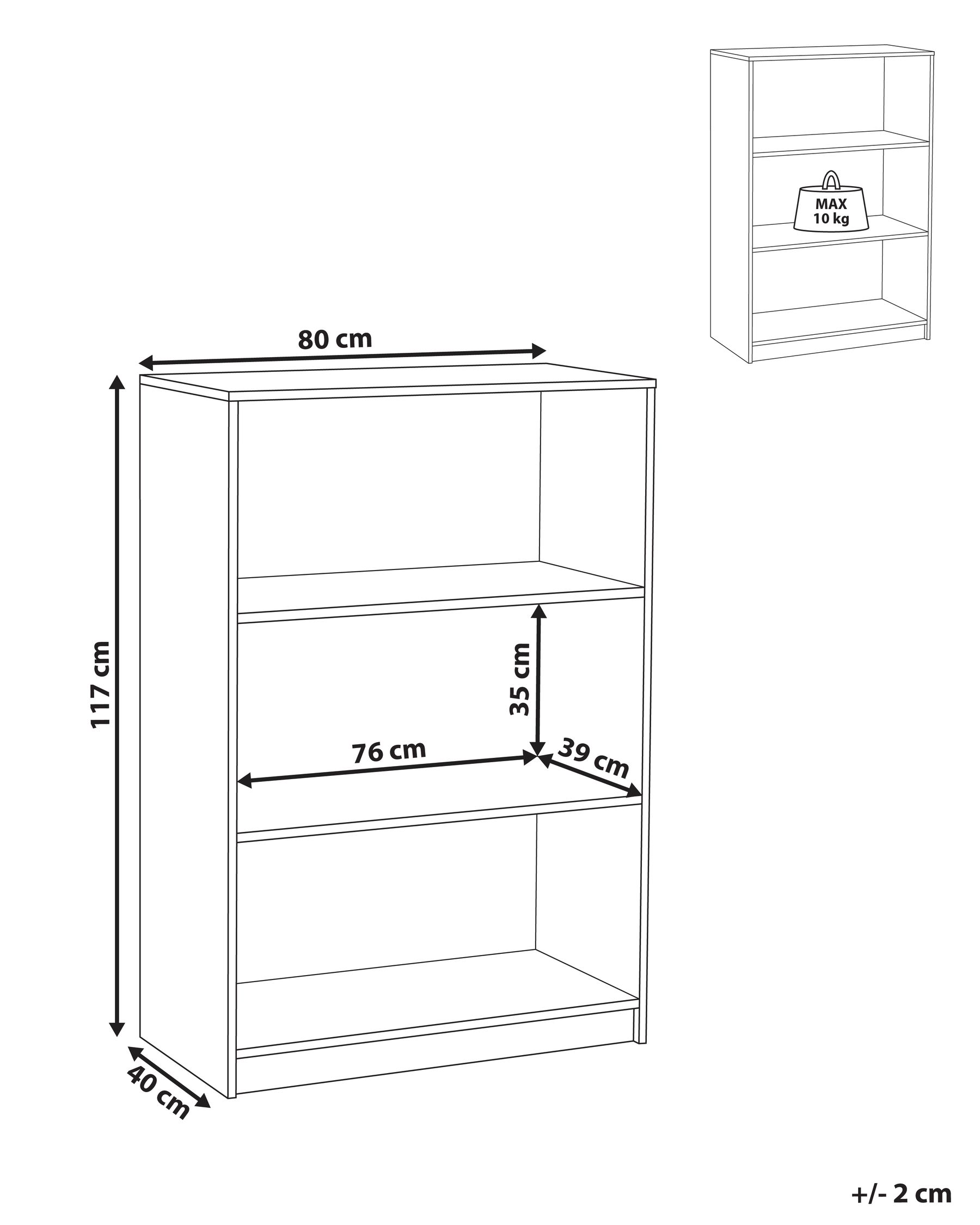 Regał na książki 3 półki ZEHNA 117 cm Czarny_1026484