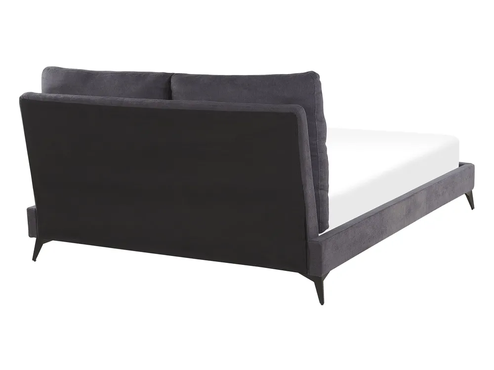 Bed Fluweel MELLE 140 x 200 cm Donkergrijs_791204
