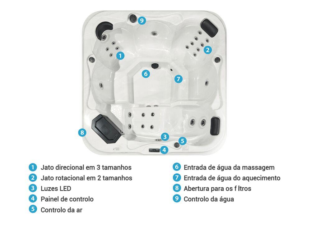 Banheira de hidromassagem com LED para exterior TULAROSA Branco_820190