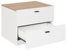 Mesa de cabeceira com 2 gavetas branca e cor de madeira clara EDISON_798077
