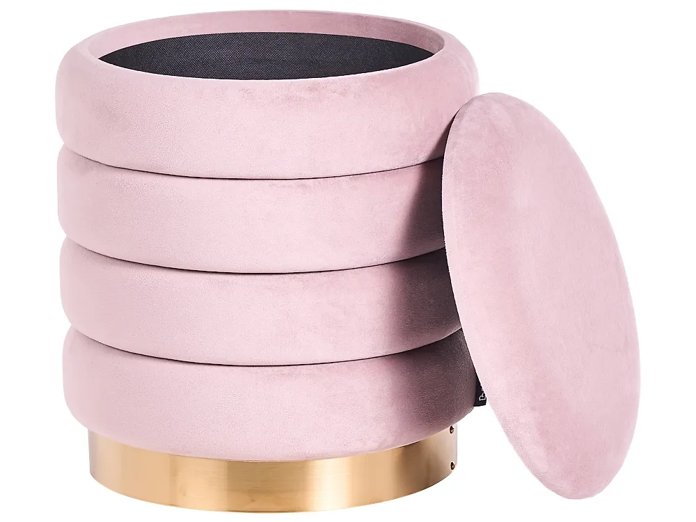 Set di 2 pouf contenitore GARLAND Velluto Rosa_772411