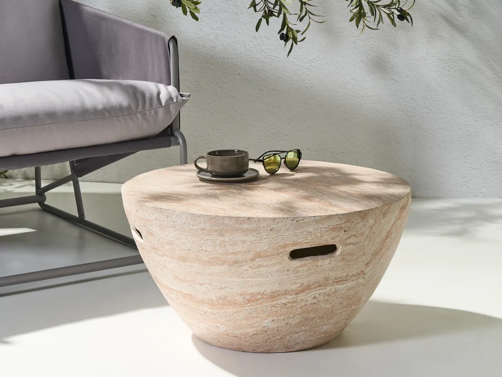 Coffee Table VICARELLO 68 cm 68 cm Travertine Effect