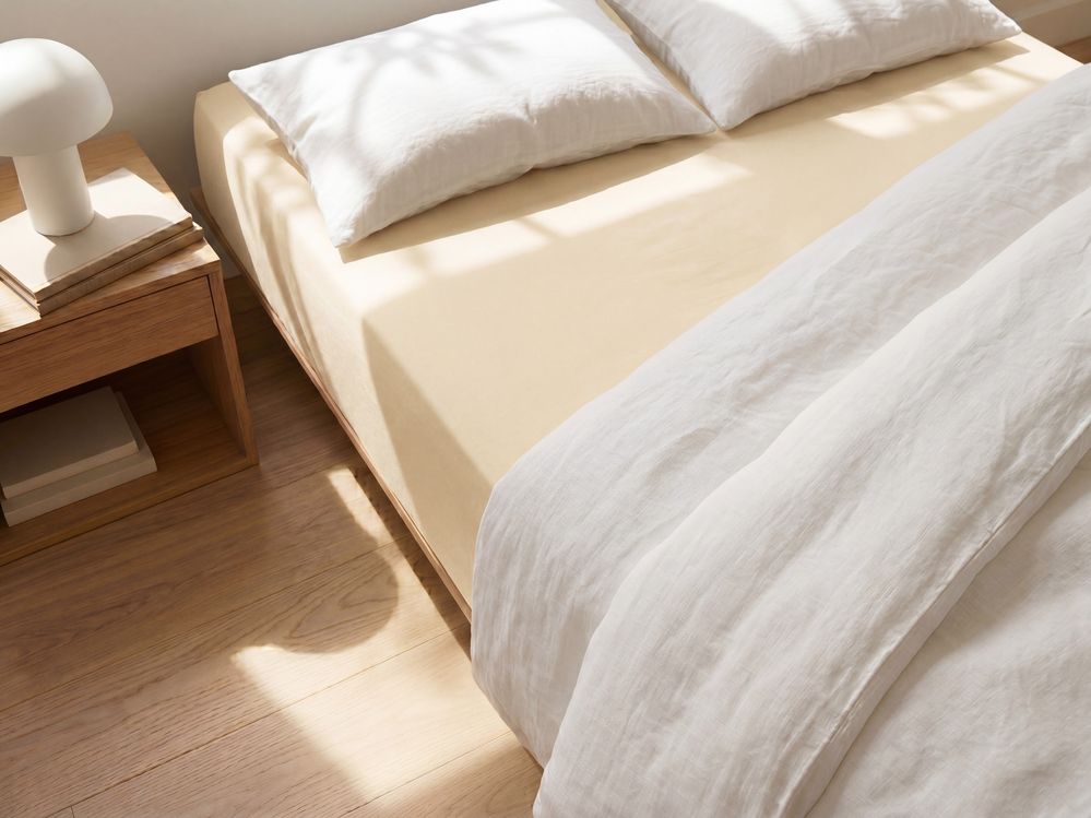 Coprimaterasso elasticizzato JANBU 140 x 200 cm Cotone Giallo