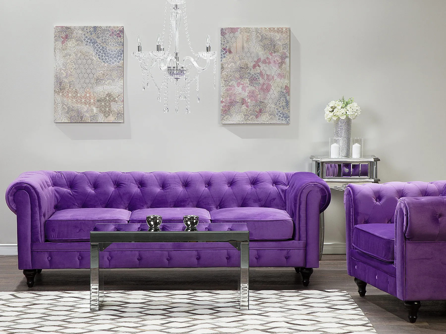 Sofa 3 Seater CHESTERFIELD Velvet Violet_705641