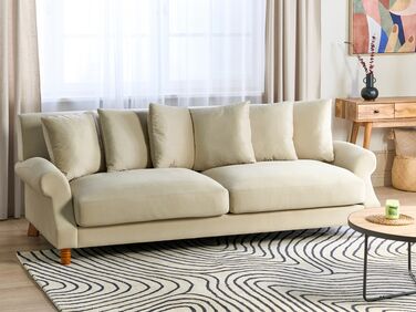 3 Seater Velvet Sofa Off-White EIKE