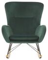 Cadeira de baloiço em veludo verde escuro ELLAN_822942