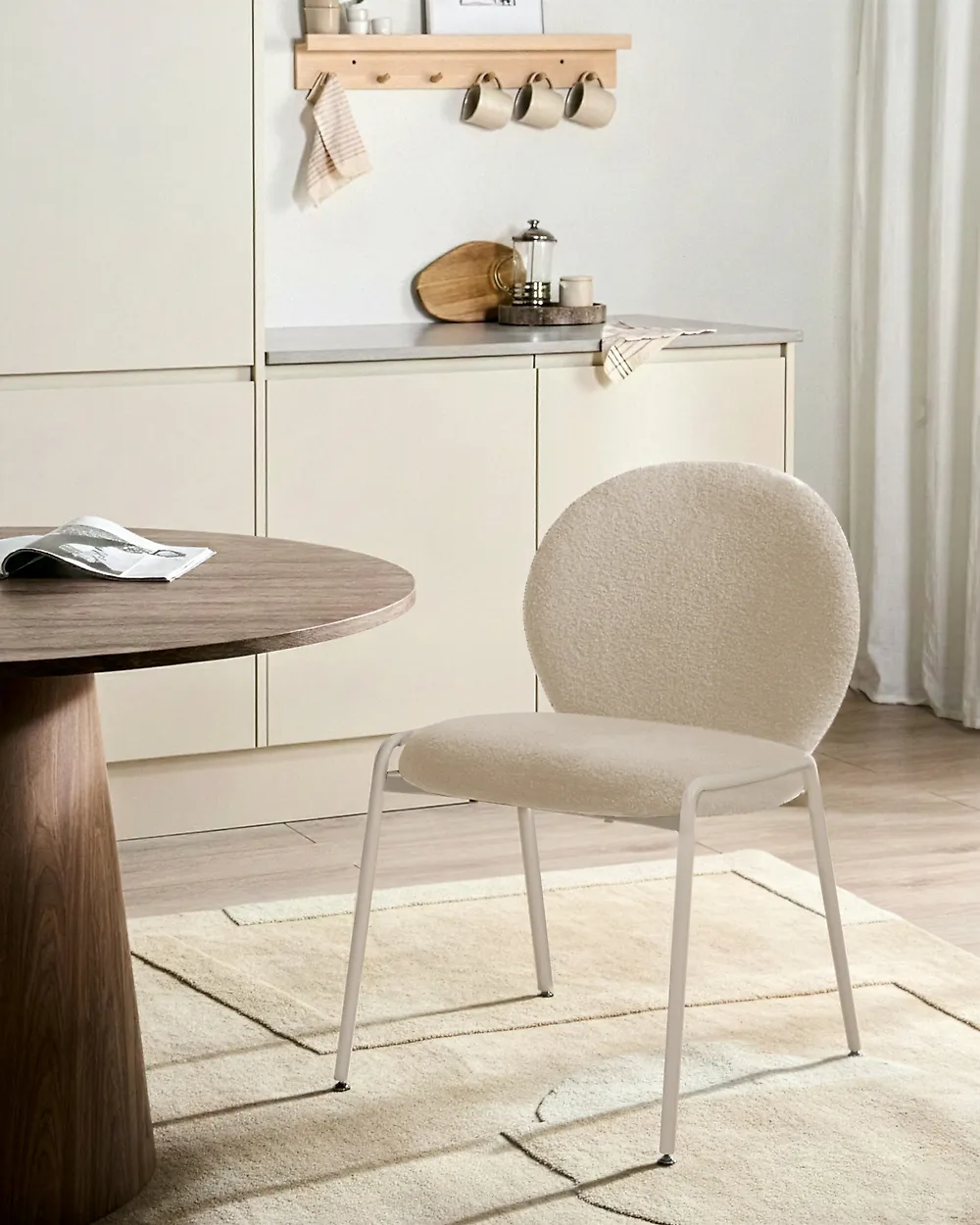 Set mit 2 Stühlen ELLIE Bouclé Hellbeige_1175639