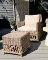 Set of 2 Rattan Garden Chairs with Footstool Natural RIBOLLA_933316