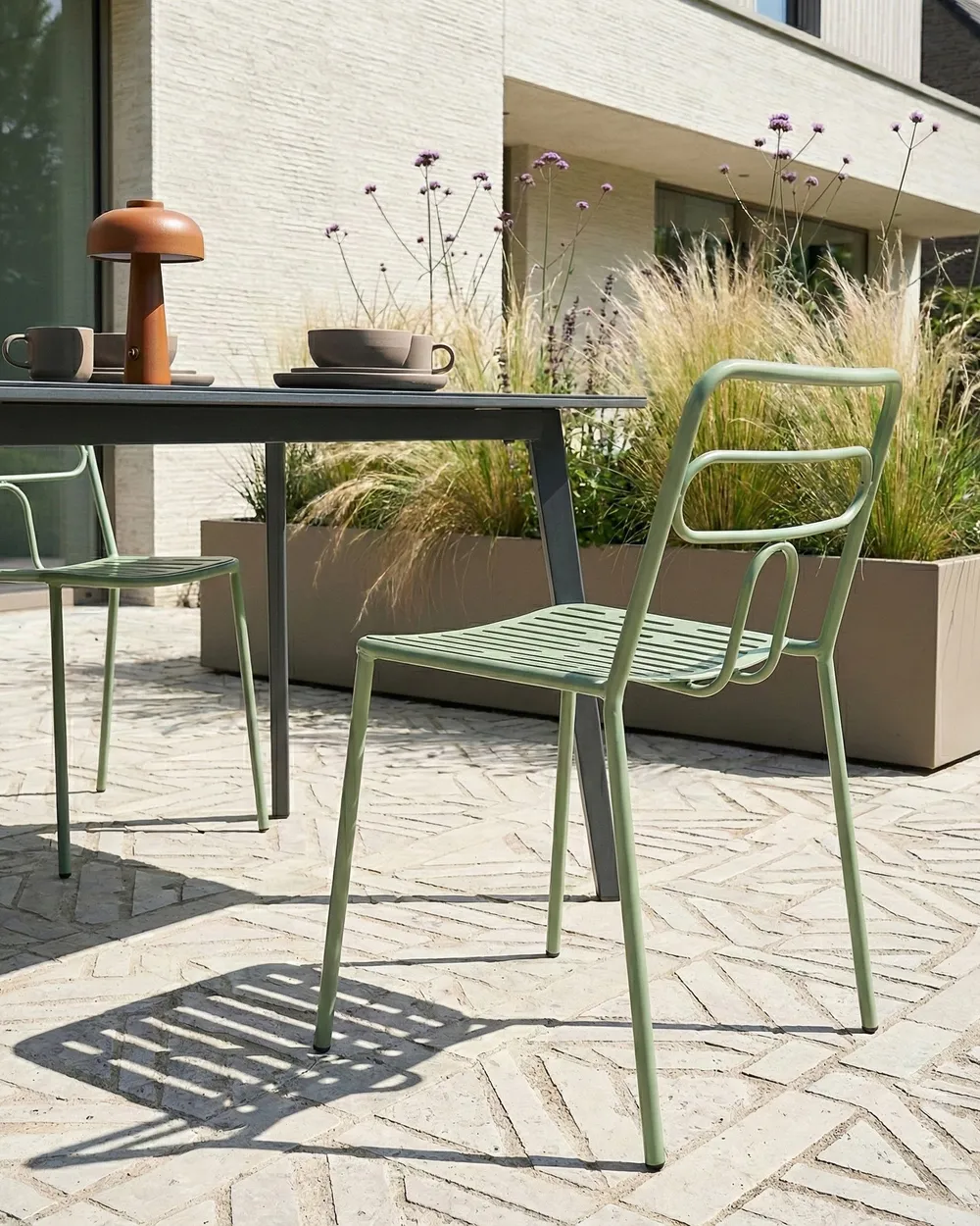 Set di 2 sedie da giardino AGEROLA Metallo Verde chiaro_1049305