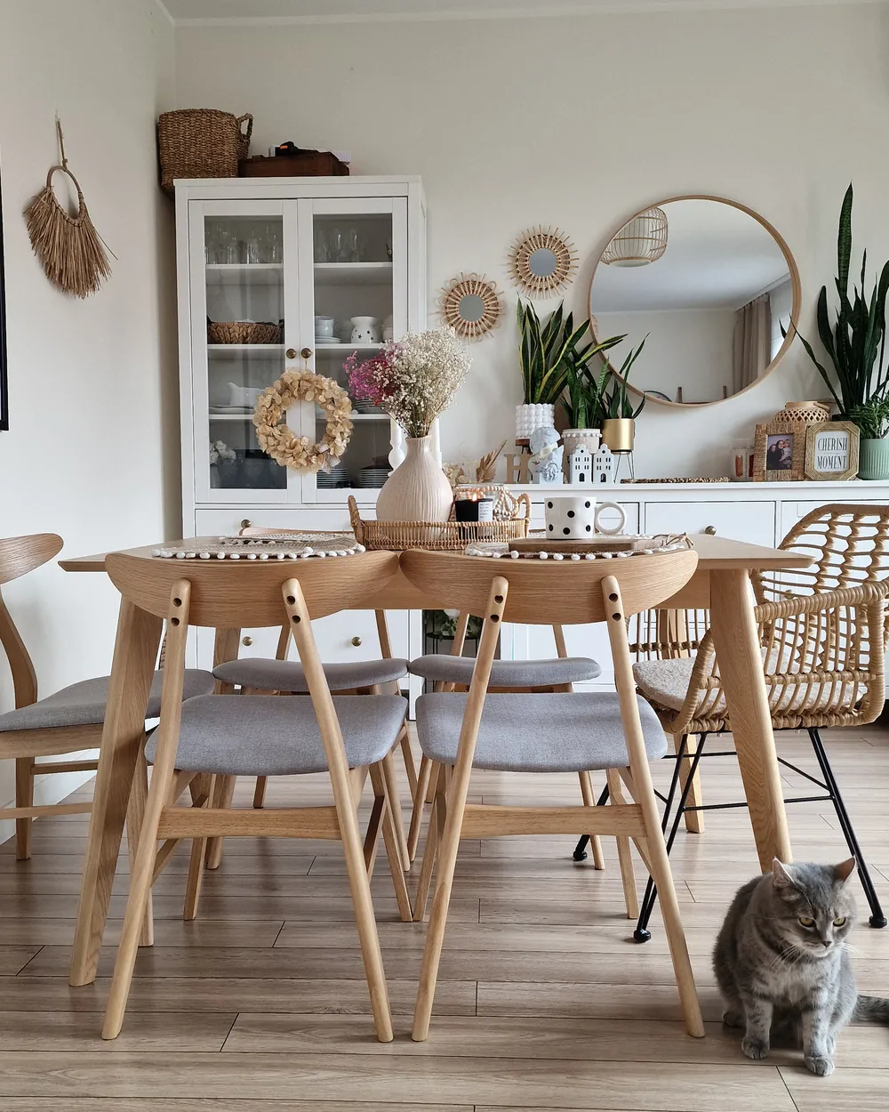 Set of 2 Dining Chairs LYNN Wood Light Brown/ Grey_921017