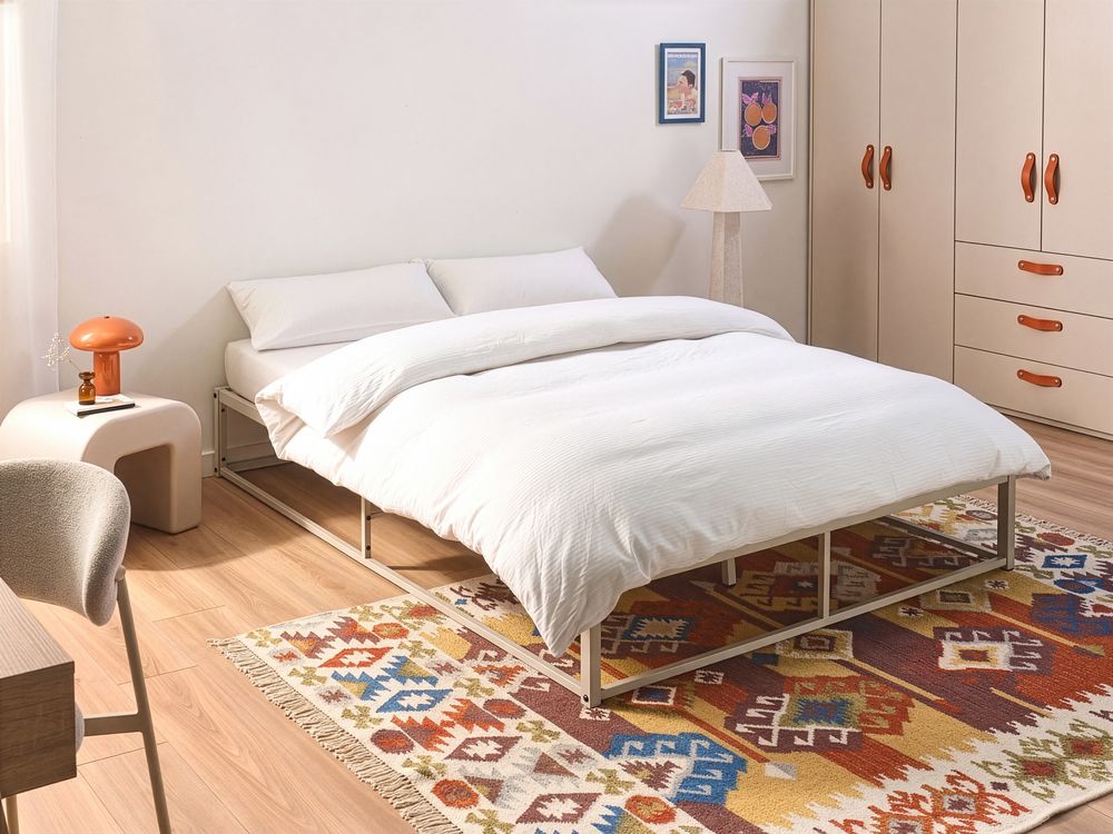 Bed zonder hoofdbord Metaal VIRY 140 x 200 cm Lichtbeige