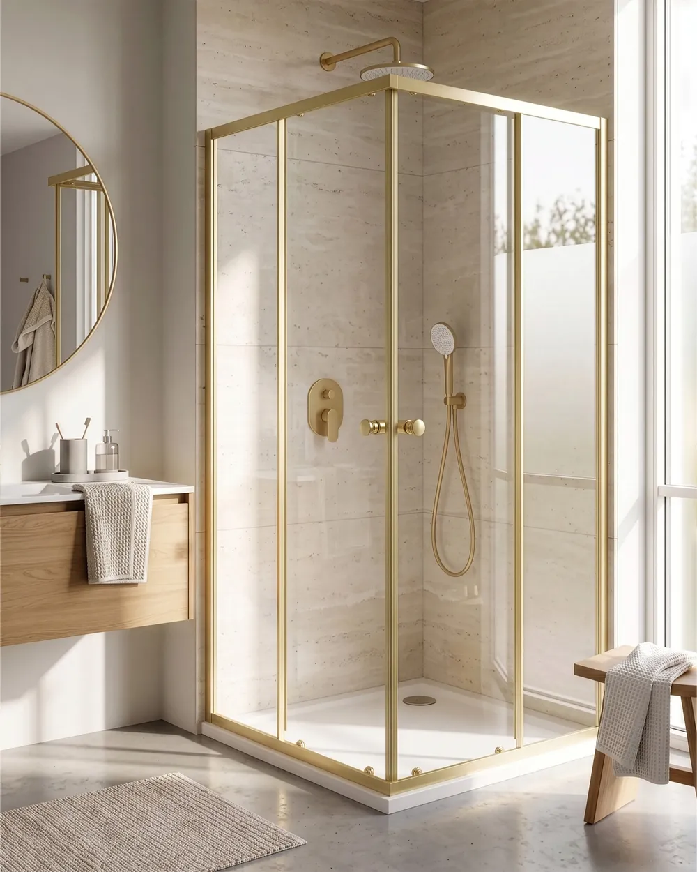 Cabina doccia HUAPI 90 x 90 x 190 cm Oro_1114819