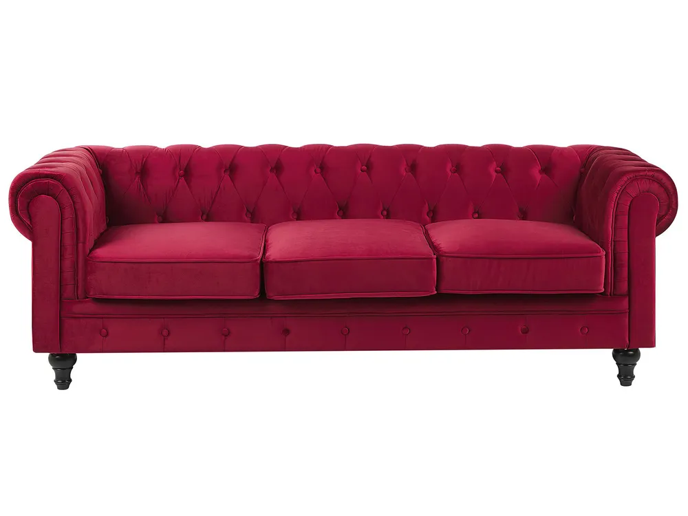 Divano posti CHESTERFIELD Velluto Rosso scuro