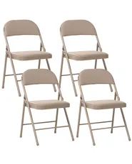Set of 4 Folding Chairs SHASTA Metal Beige_1039658