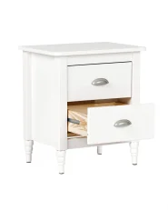2 Drawer Bedside Table SHILLINGTON Pine Wood White_942845