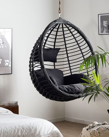 PE Rattan Hanging Chair Black TOLLO