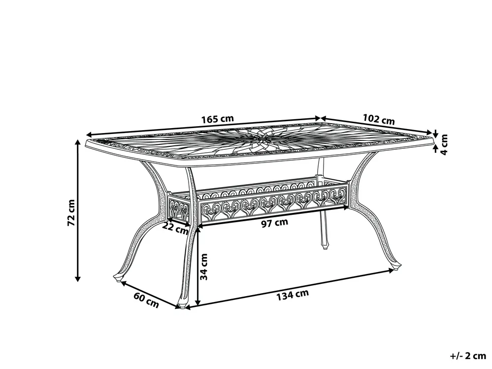Stół ogrodowy LIZZANO 165 cm 102 cm Metal Ciemnobrązowy_765540