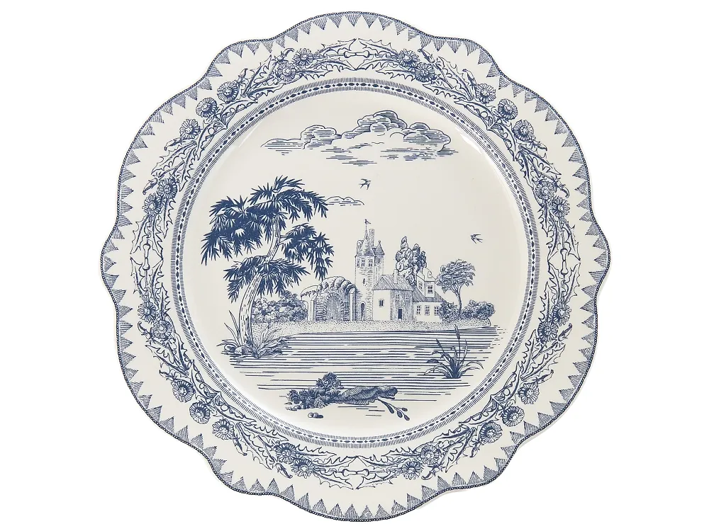 Set med 20 matserviser BAY LEAF Porslin Vit/ Blå_1191736