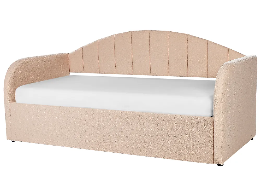 Trundle Bed Boucle EYBURIE 90 x 200 cm (EU Single) Peach Pink_907135