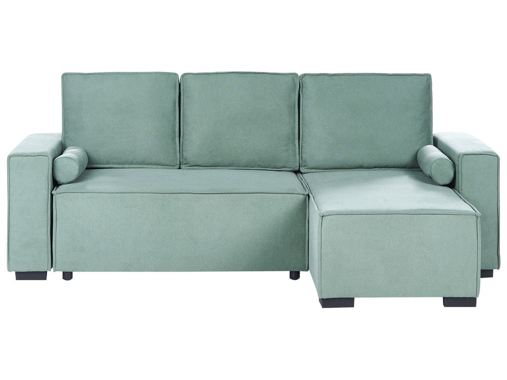 Corner Sofa Bed 3 Seater EDANE with Storage Fabric Light Green Left Hand
