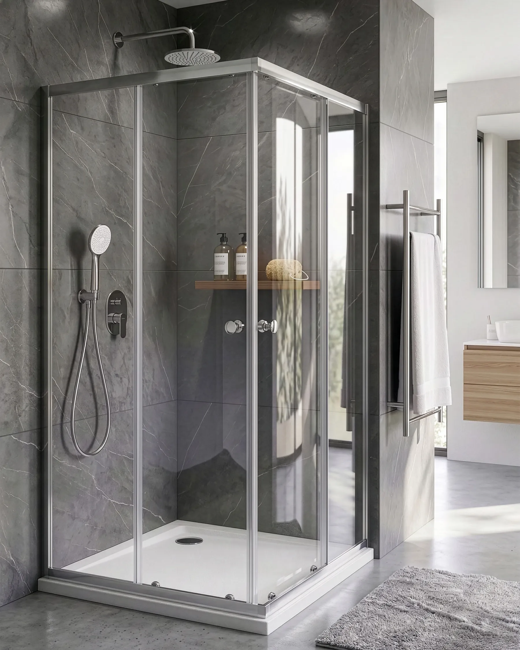 Cabina doccia HUAPI 90 x 90 x 190 cm Argento_1116679