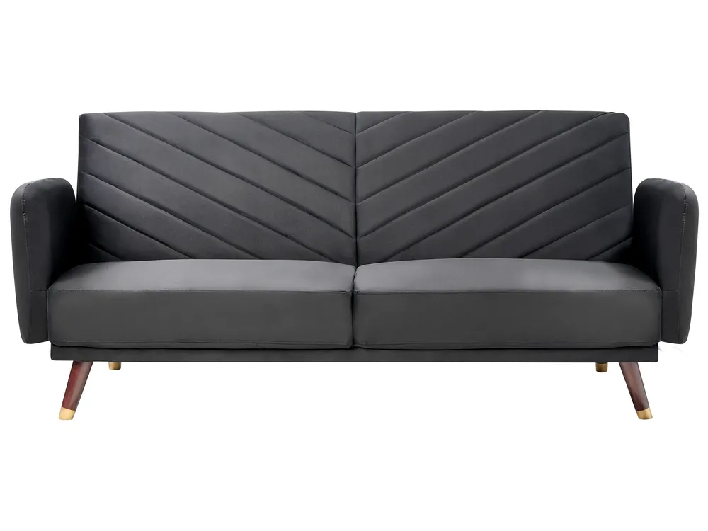 Sofa rozkładana dla 3 osób SENJA Welur Czarny