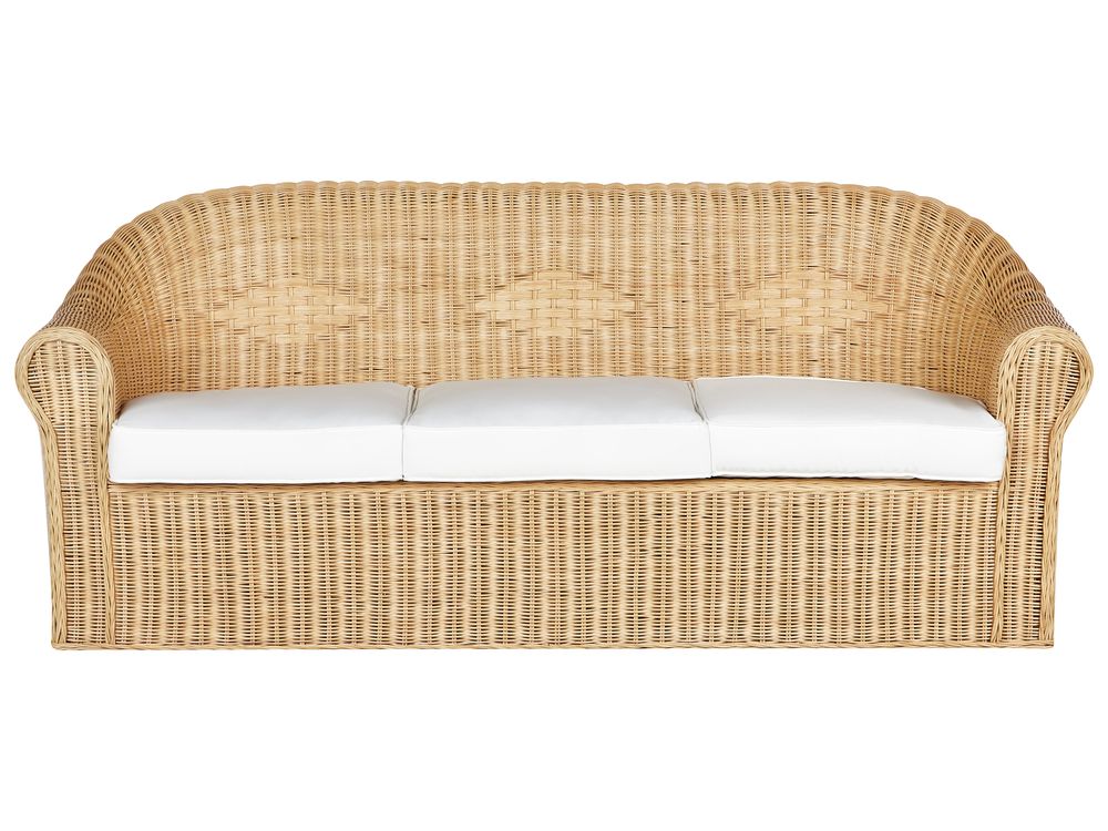 Sofá de jardim 3 lugares LIVADEIA Rattan Natural