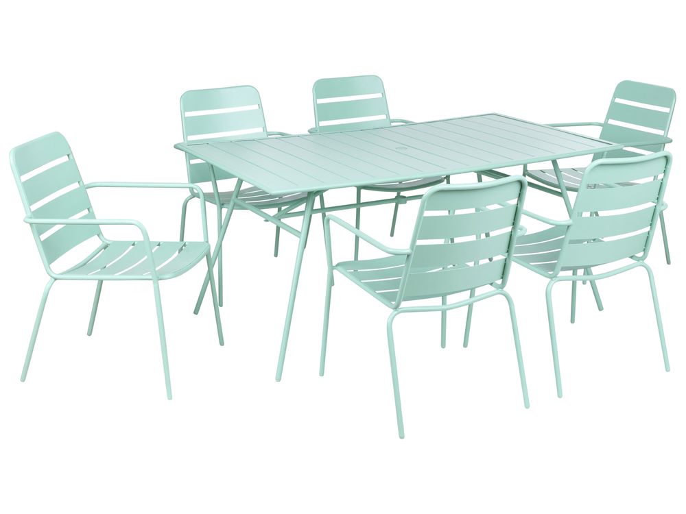 Garden Dining Set 6 Seater TERENZO Metal Mint Green