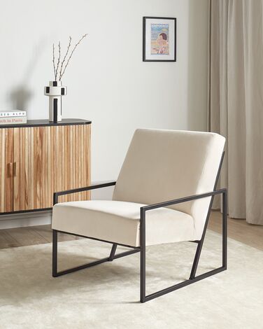 Velvet Armchair Light Beige DELARY