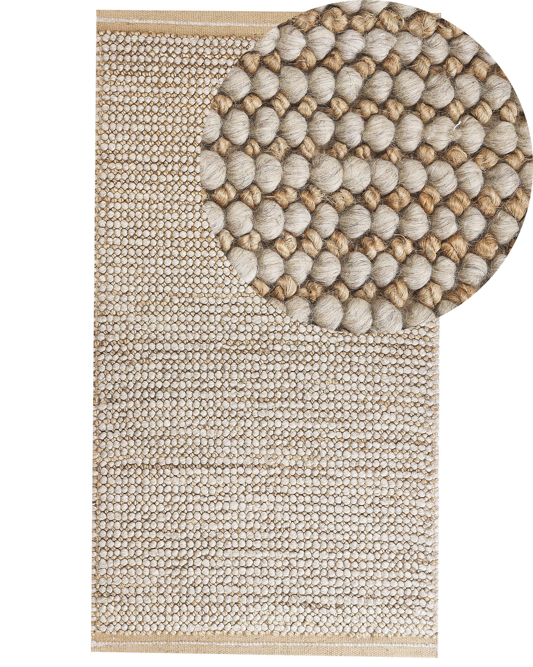 Teppich Wolle beige 80 x 150 cm Kurzflor BANOO_845603