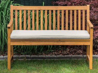 Acacia Wood Garden Bench 120 cm with Taupe Cushion VIVARA