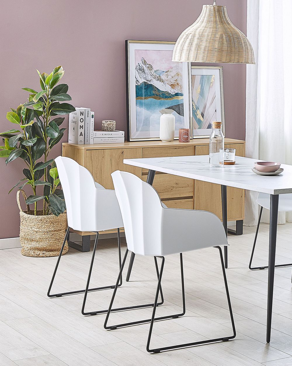 Dining Chair Set of 2 White SYLVA Beliani