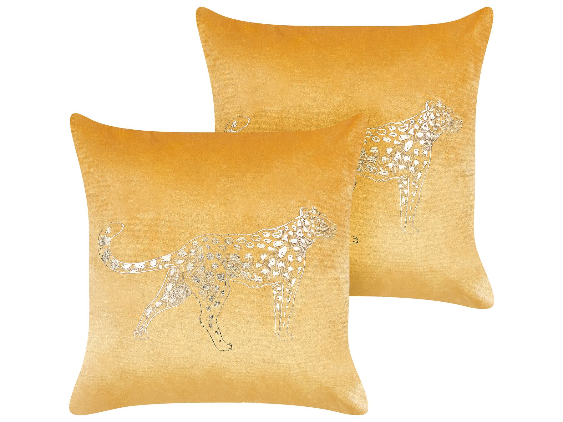 Lot de 2 coussins en velours jaune avec léopard 45 x 45 cm MARULA_854619