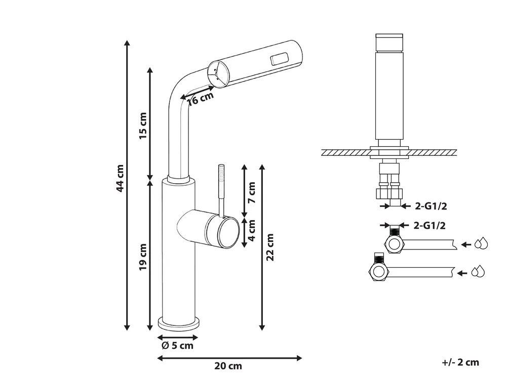 Kitchen Pull Out Tap PEGUCHE Black_1108380