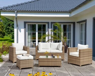 4 Seater PE Rattan Garden Sofa Set White MILANO