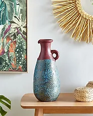 Vase décoratif VELIA 40 cm Céramique Bleu_1182406