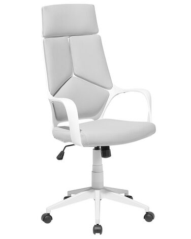 Cadeira de escritório em tecido branco e cinzenta DELIGHT