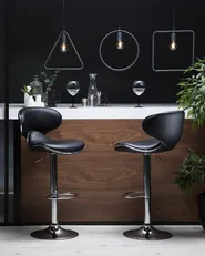 Set of 2 Bar Chairs CONWAY Swivel Faux Leather Black_743411