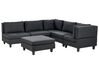 5 Seater Modular Fabric Corner Sofa with Ottoman Black UNSTAD_924829