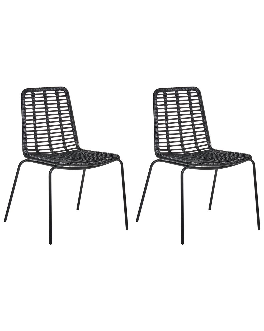 Lot de 2 chaises de salle à manger TAOS Rotin Noir