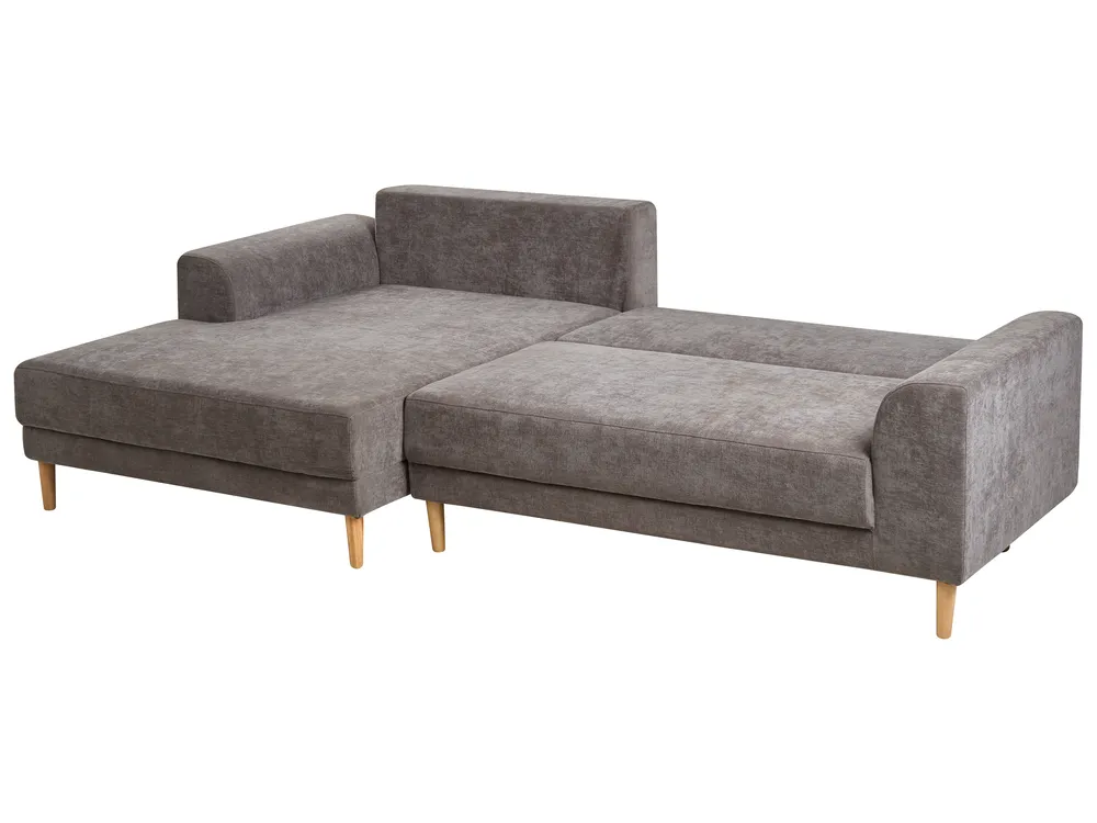 Corner Sofa Bed 3 Seater NUBORG Chenille Taupe Right Hand_1017451