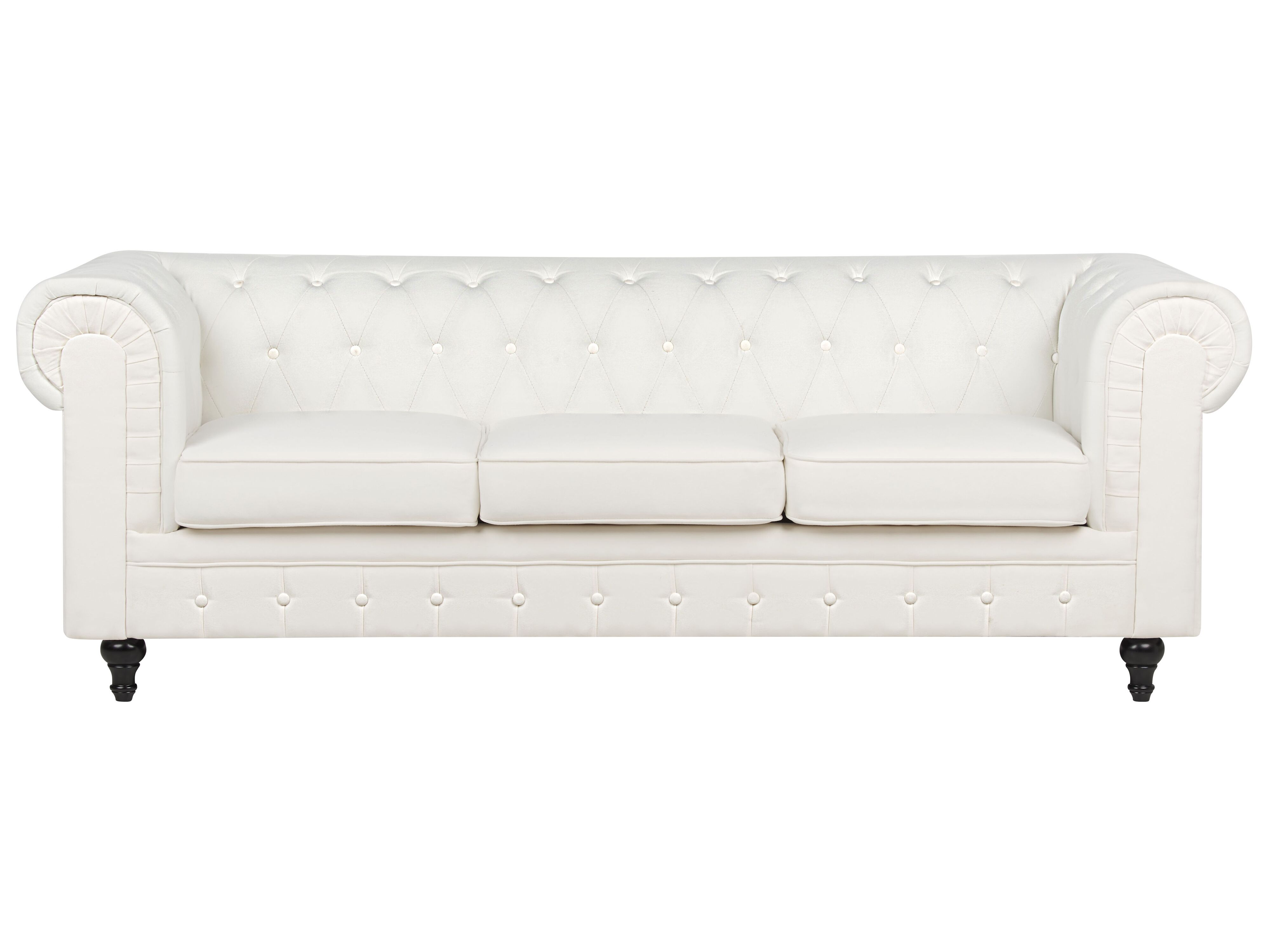 Bank 3-zitter CHESTERFIELD Stof Gebroken wit | Beliani.nl