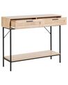 Konsolentisch heller Holzfarbton 2 Rattan-Schubladen PASCO_928365