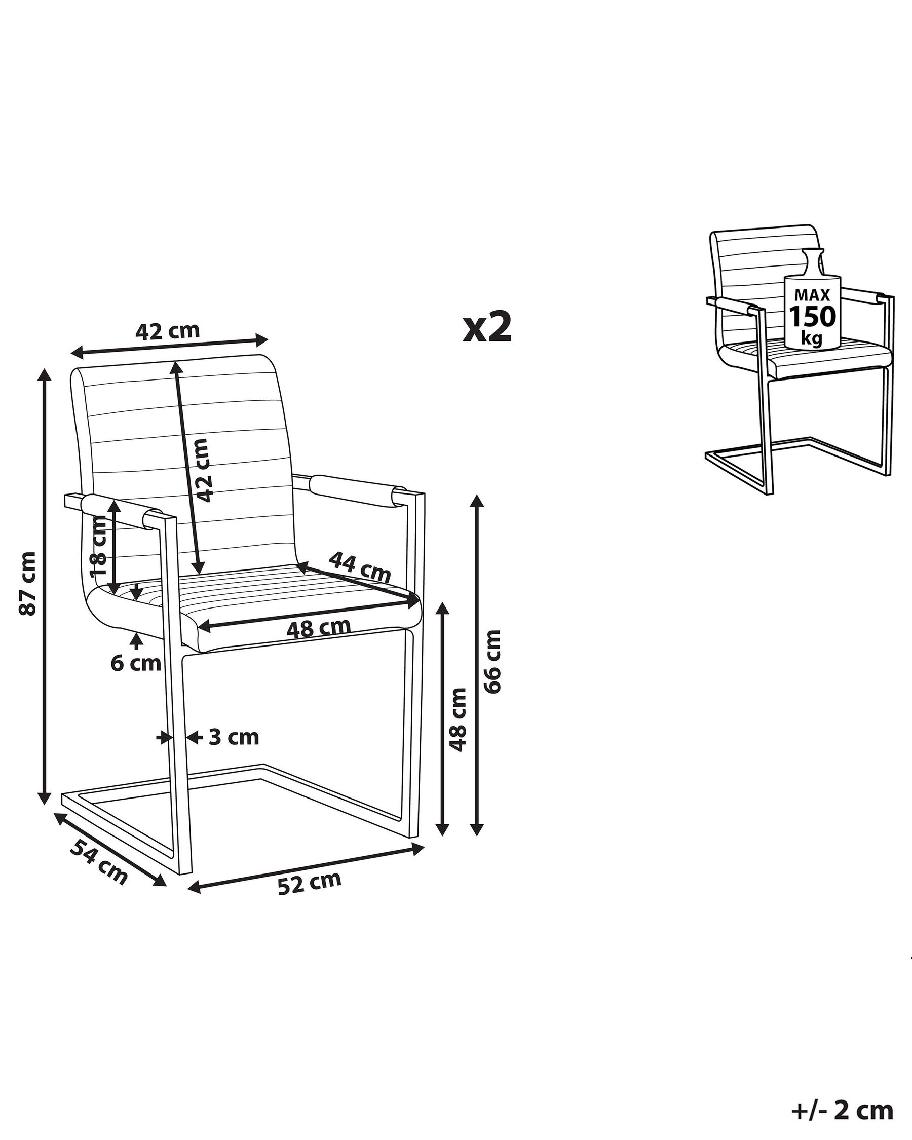 Lot de 2 chaises de conférence BUFORD Cuir PU Marron_938036