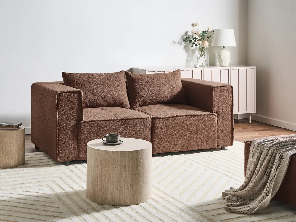 Sofa modułowa dla 2 osób AXEBO Boucle Brązowy