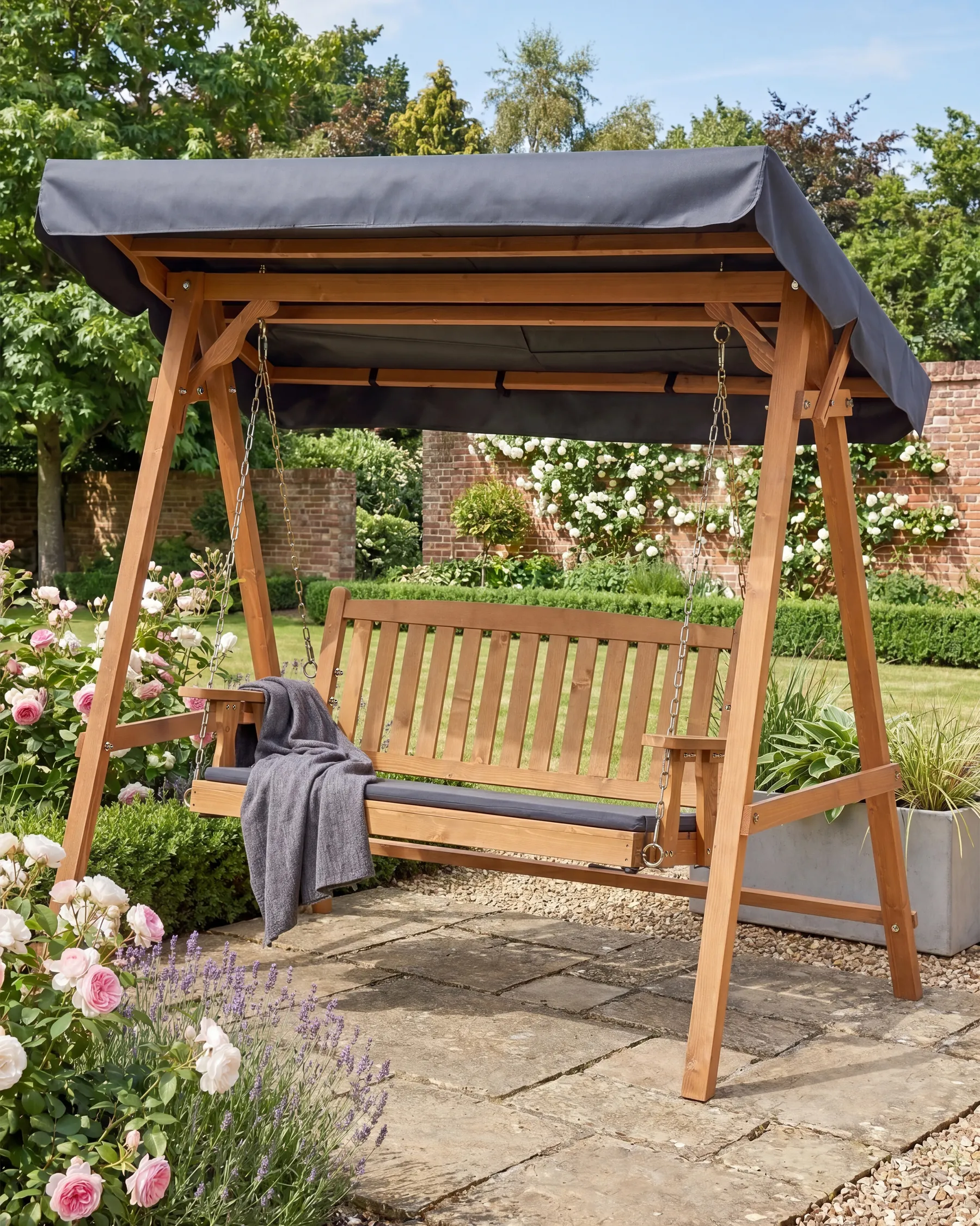 Patio Swing FIBBIALLA Spruce Wood Brown_958721