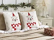 Lot de 2 coussins décoratifs JELLIES 45 x 45 cm Velours Blanc cassé_1183598