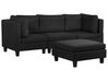 Canapé modulable 3 places en tissu noir avec pouf ottoman FEVIK_781291