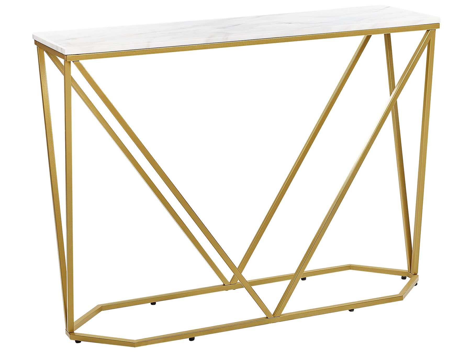 Konzolový stolek s mramorovým efektem bílý/zlatý HAZEN_873121