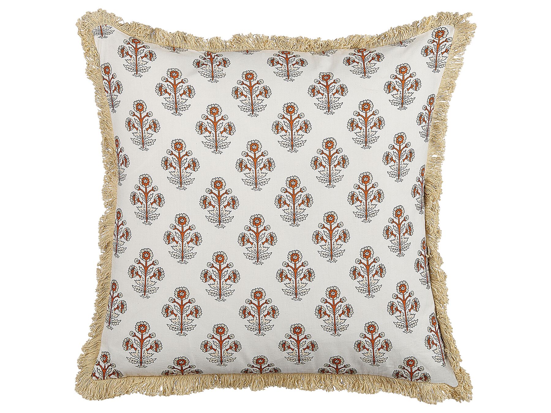 Bawełniana poduszka dekoracyjna w kwiaty 45 x 45 cm biała OMORIKA_838955